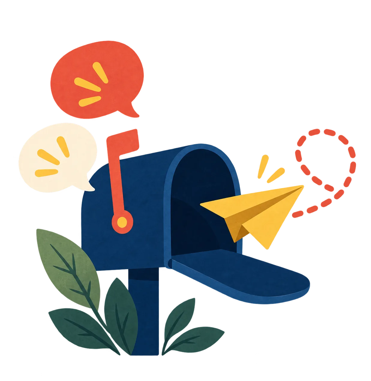 Ilustración de un mensaje que inicia un nuevo camino